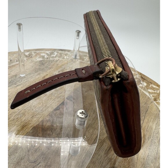 Dooney & Bourke Croc Embossed Leather Zip Wallet Beige Gray PythoN Zip Clutch - Picture 3 of 11